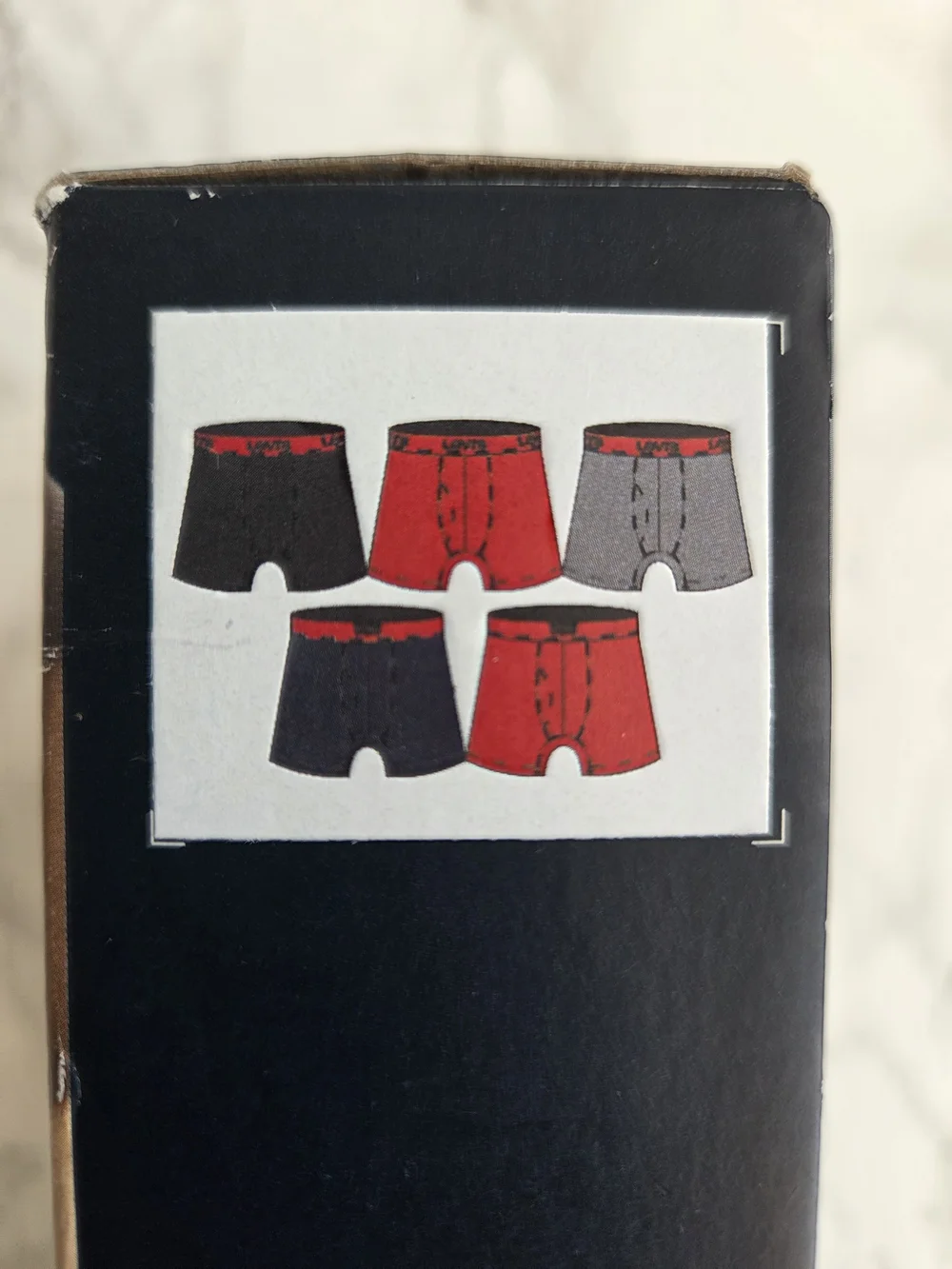 Levi's Men’s 5-Pack Cotton Boxer Briefs - Black & Red Accent L